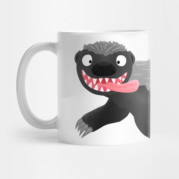 Funny hungry honey badger cartoon illustration by FrogFactory